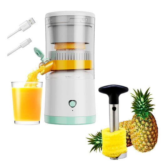 🍊 Exprimidor de Frutas Inalámbrico y Portátil + Cortador y Rebanador de Piña Metálico 🍍