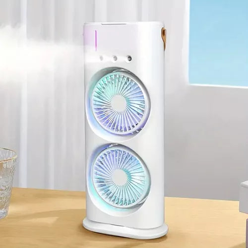 🌀 Ventilador de Pulverización Doble de Torre con Humidificador - Aire Acondicionado Refrescante 270° 🌬️